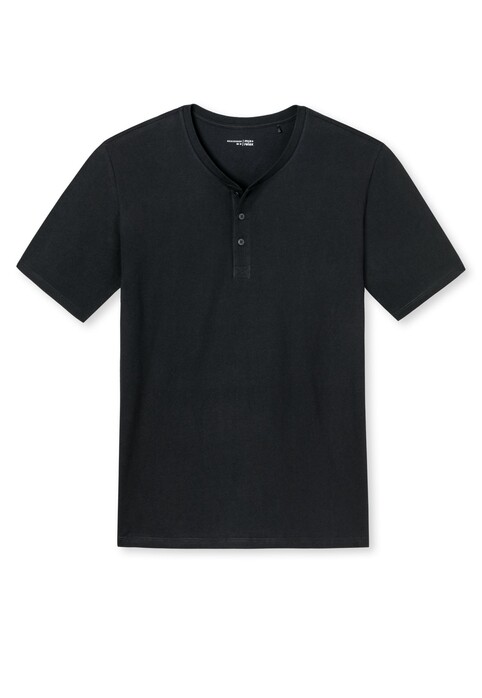 Schiesser Mix & Relax Cotton T-Shirt Knoopjes Zwart