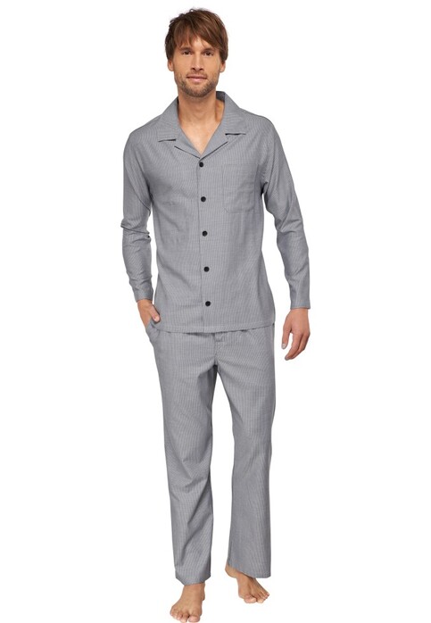 Schiesser Mix & Relax Lange Pyjama Nightwear Anthracite Grey