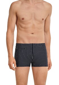 Schiesser Nautical Casual Swimshorts Striped Badmode Zwart