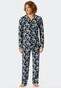 Schiesser Pajamas Story Fine Interlock Palm Trees Nightwear Dark Evening Blue