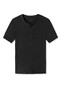 Schiesser Retro Rib Doppelripp Shirt Short Sleeve Buttons Ondermode Zwart