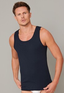 Schiesser Retro Rib Doppelripp Singlet Ondermode Donker Blauw