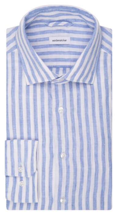 Seidensticker Allover Striped Linen New Kent Shirt Light Blue