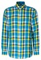 Seidensticker Bold Color New Button-Down Linen Check Shirt Turquoise-Multi