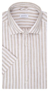 Seidensticker Bold Striped Short Sleeve Linnen New Kent Overhemd Zand