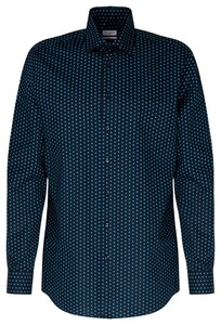 Seidensticker Business Kent Allover Abstract Pattern Shirt Navy-Turquoise
