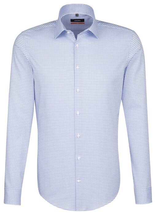 Seidensticker Business Kent Check Shirt Blue