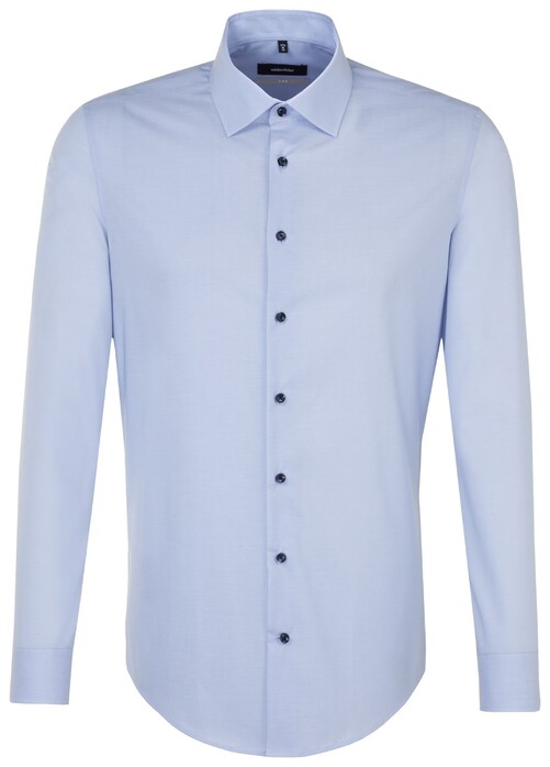 Seidensticker Business Kent Faux Uni Overhemd Blauw