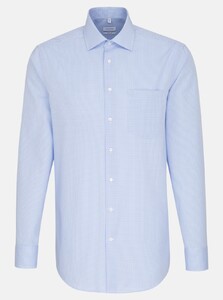 Seidensticker Business Kent Mini Check Overhemd Aqua Blue