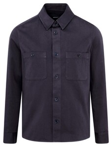 Seidensticker Casual Uni Tone-on-Tone Buttons Cotton Twill Two Chest Pockets Overshirt Navy