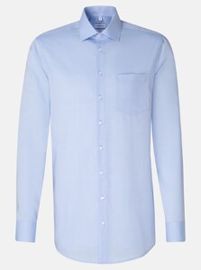 Seidensticker Chambray Uni Sleeve 7 Shirt Sky Blue Melange