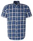 Seidensticker Cotton Twill Check New Button-Down Short Sleeve Overhemd Donker Blauw
