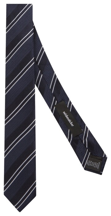 Seidensticker Double Diagonal Stripe Tie Dark Blue Extra Melange