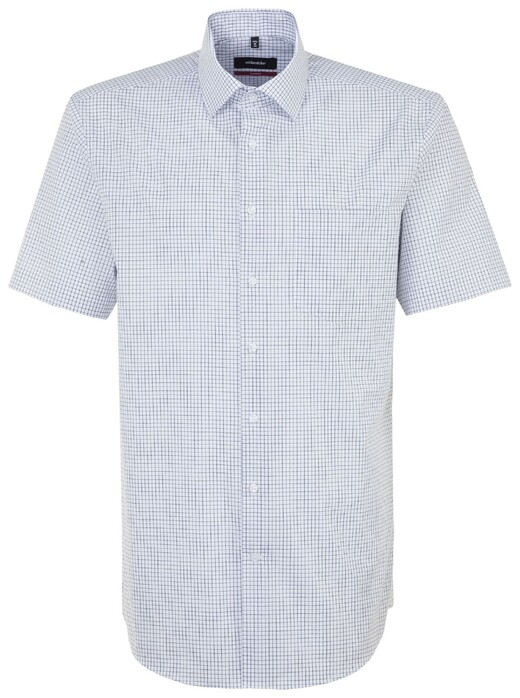 Seidensticker Duo Color Short Sleeve Check Overhemd Blauw