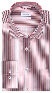 Seidensticker Duo Stripe New Kent Non-Iron Cotton Twill Overhemd Rood-Navy