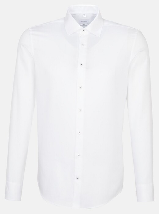 Seidensticker Faux Uni Business Kent Structure Shirt White