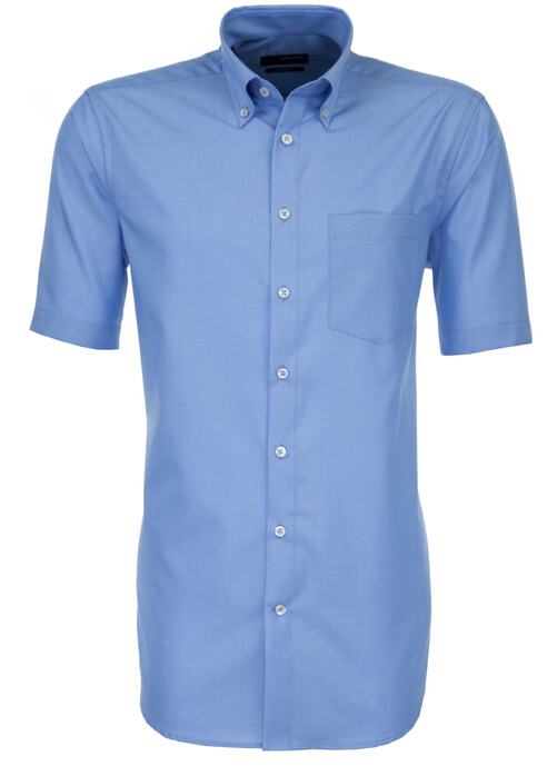Seidensticker Fil à Fil Button-Down Overhemd Midden Blauw