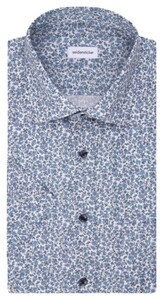 Seidensticker Fine Floral Pattern Short Sleeve Shirt Blue