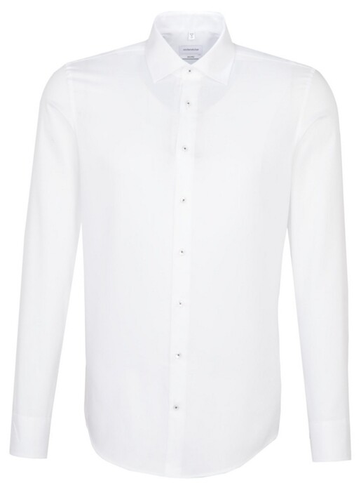 Seidensticker Fine Structure Faux Uni Mouwlengte 7 Overhemd Wit