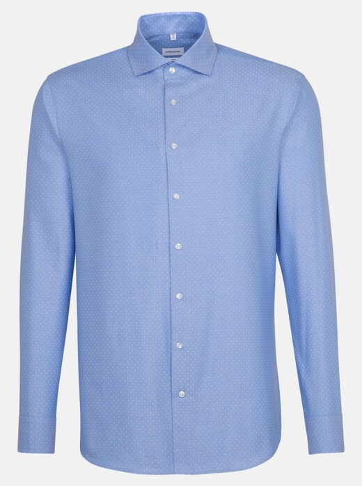 Seidensticker Fine Structure Light Spread Kent Shirt Deep Intense Blue