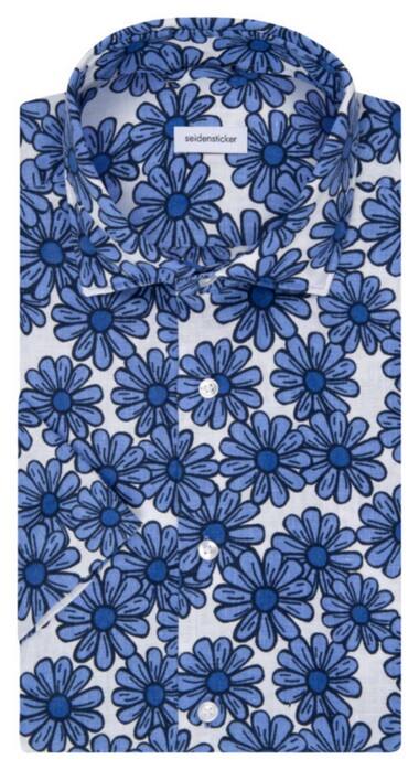 Seidensticker Floral Fantasy New Kent Linen Shirt Blue