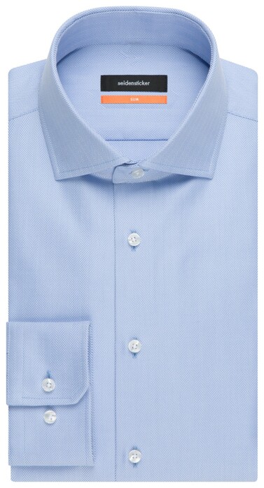 Seidensticker Herringbone Business Shirt Aqua Blue