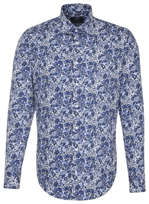 Seidensticker Kent Floral Fantasy Shirt Blue