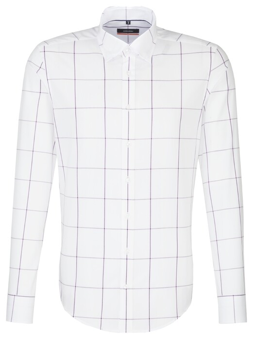 Seidensticker Large Check Covered Button Down Shirt Lilac
