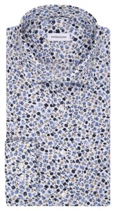 Seidensticker Linen New Kent Floral Fantasy Pattern Shirt Sand-Blue