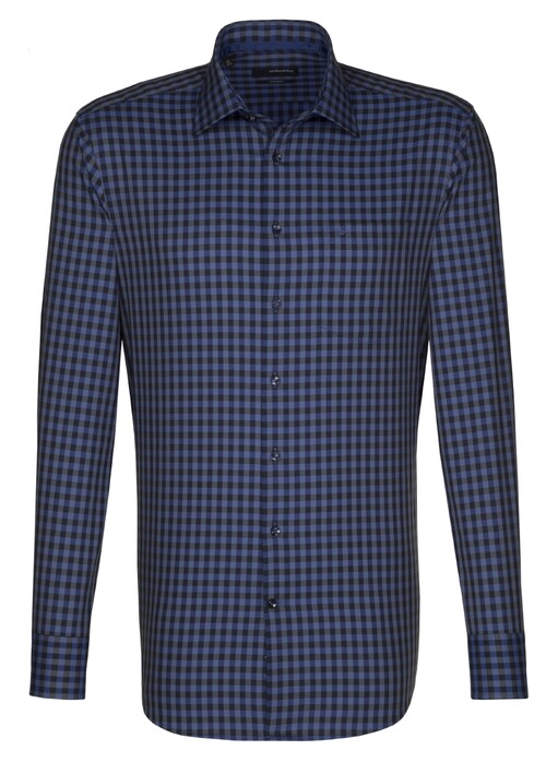 Seidensticker Luxury Business Check Overhemd Donker Blauw