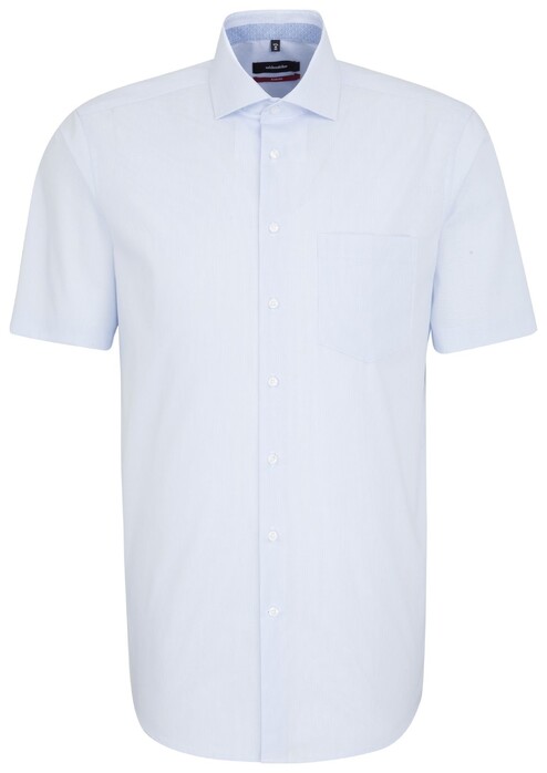Seidensticker Micro Stripe Short Sleeve Shirt Blue