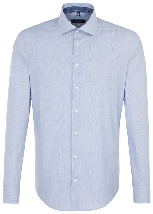 Seidensticker Micro Stripe Spread Kent Overhemd Blauw