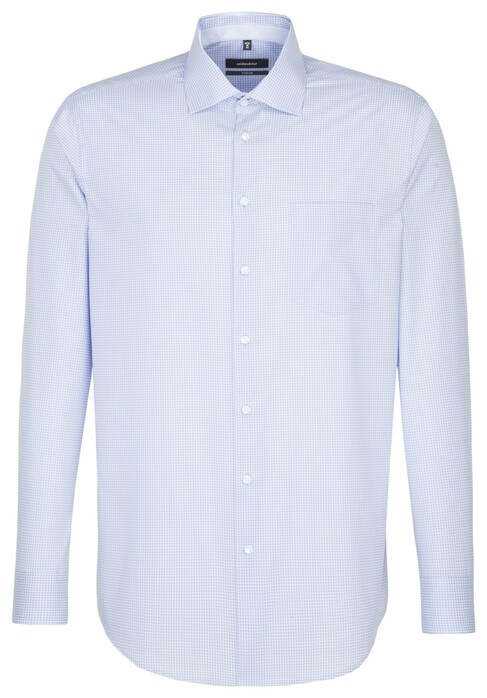 Seidensticker Mini Check Comfort Overhemd Intens Blauw