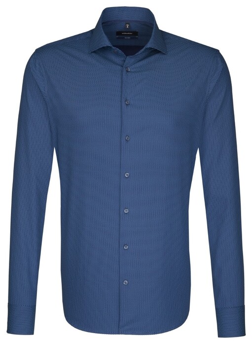 Seidensticker Mini Contrast Business Overhemd Donker Blauw Melange