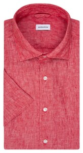 Seidensticker New Kent Linnen Short Sleeve Overhemd Rood