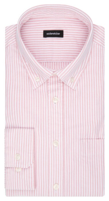 Seidensticker Oxford Stripe Casual New Button-Down Shirt Light Pink