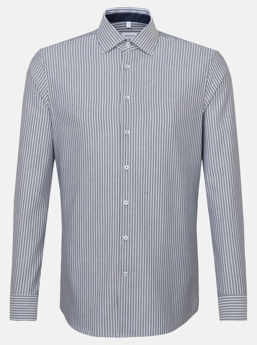 Seidensticker Oxford Stripe Light Business Kent Shirt Navy