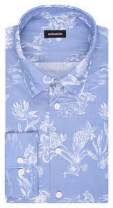 Seidensticker Palm Tree Fantasy New Kent Shirt Light Blue