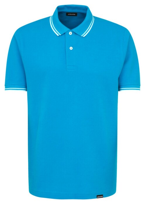 Seidensticker Piqué Short Sleeve Tipped Polo Turquoise