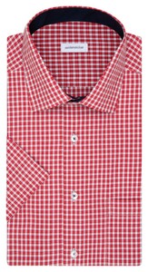 Seidensticker Poplin Cotton Business Kent Check Shirt Red