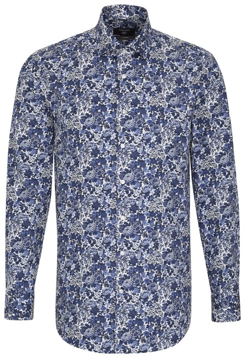 Seidensticker Poplin Fantasy Floral Shirt Blue