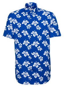 Seidensticker Poplin Floral Fantasy Shirt Sky Blue Melange