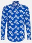 Seidensticker Poplin Large Floral Pattern Shirt Sky Blue Melange