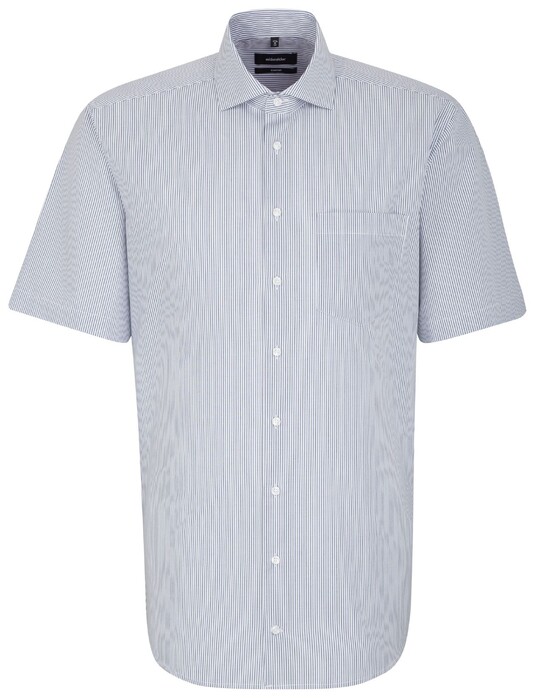 Seidensticker Poplin Striped Spread Kent Shirt Blue