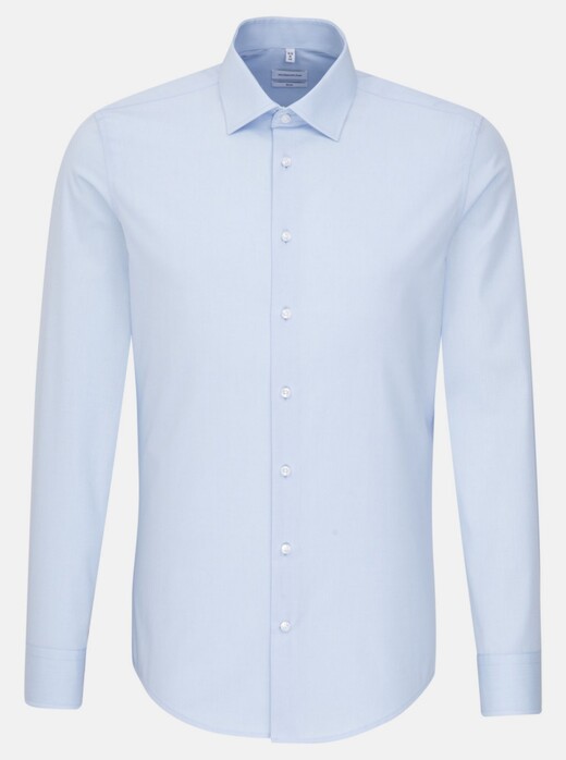 Seidensticker Poplin Uni Business Kent Overhemd Blauw