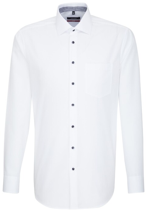Seidensticker Poplin Uni Contrast Button Shirt White