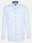 Seidensticker Poplin Uni Contrast Collar Overhemd Pastel Blauw