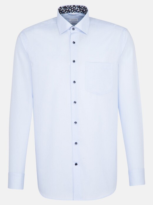 Seidensticker Poplin Uni Contrast Collar Shirt Pastel Blue