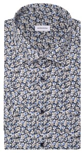 Seidensticker Short Sleeve Allover Mini Floral Pattern Shirt Sand-Blue