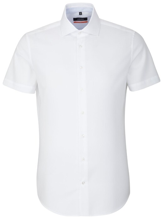 Seidensticker Short Sleeve Uni Structure Overhemd Wit